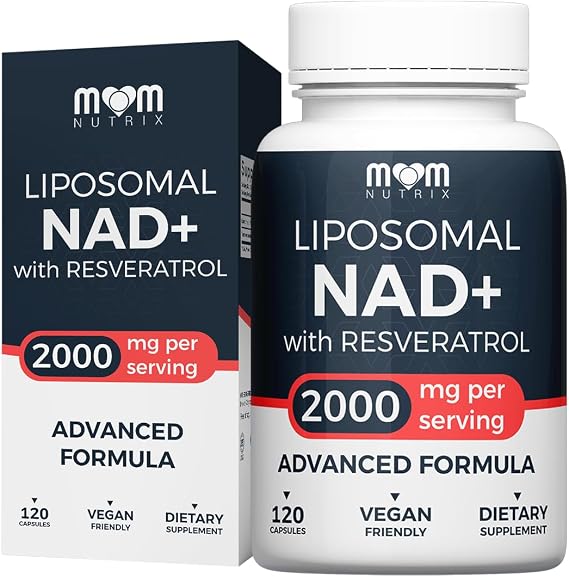 MOM NUTRIX Liposomal NAD Supplement with Resveratrol - High Purity NAD Plus 2000 mg, 120 Capsules, Made in the USA - NMN Alternative