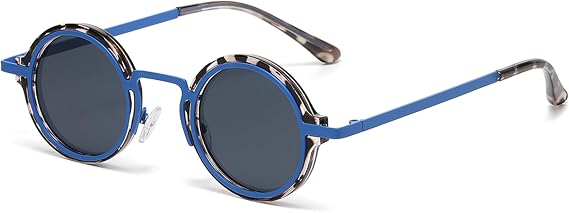 Onrtry Round Sunglasses for Men Women Hippie Small Circle Sun Glasses Red Lens Glasses