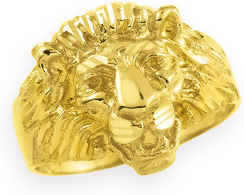 Animal Kingdom 14k Gold Lion Head Men's Ring