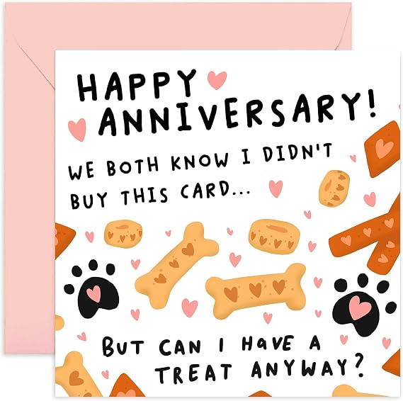 Old English Co. Funny Wedding Anniversary Card from The Dog - Hilarious Anniversary Card for Dog Owner - Fur Baby Gift to Dog Mum, Dad, Wife, Husband, Boyfriend, Girlfriend, 150x150mm