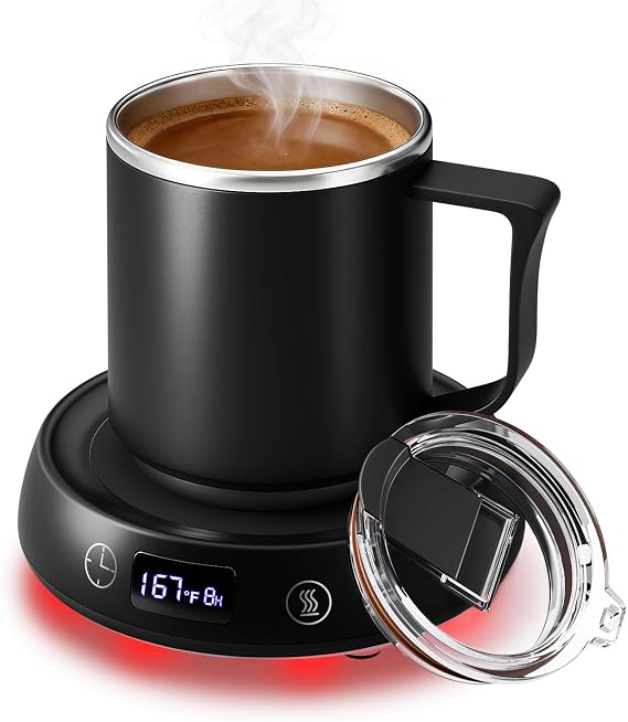 Coffee Mug Warmer for Desk, Cup Warmer with 1-9H Timer, Candle Warmer Plate | Auto Shut off, 3 Temp Setting, Candle Warmer, 3 Color Light, Electric Beverage Hot Drink Warmer, Home Office Birthday Present