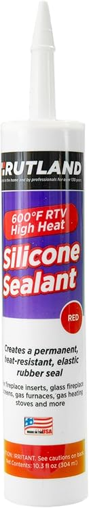 Rutland High Heat Silicone Sealant for BBQ Grills, USA-Made High Temp Gasket Maker Adhesive - UV Stable, Oil Resistant Waterproof & Non-Corrosive, 600F RTV Clear