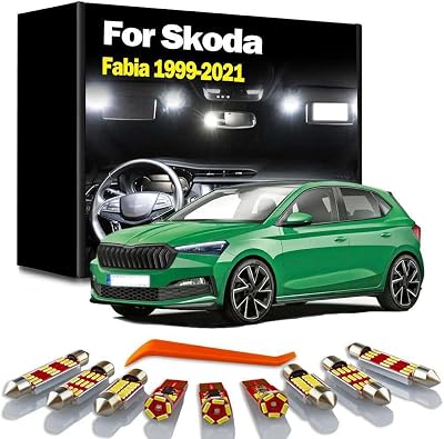 Car Interior LED Light Kit, for Skoda Fabia MK1 MK2 MK3 I II III 6Y 6Y2 6Y3 6Y5 5J 542 545 NJ NJ3 NJ5 Hatchback Combi 1999-2021
