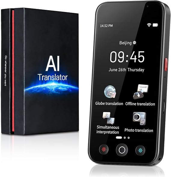 kentfaith AI Voice Translator Device 144 Languages Translation Device 0.2s Instant Translation 98% Accuracy with Offline/Online/Photo/Text Translation 5 Inch Touchscreen for Travel Study Business