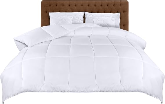 Utopia Bedding Comforters 240 x 260 Size, All Season Duvet Insert, Down Alternative Box Stitched Bed Comforter with Corner Tabs, Machine Washable (White)