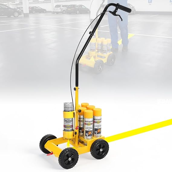 Parking Lot Striping Machine, 2-4 inch Adjustable Stripe Width, Striping Line Marking Machine Compatible with Professional Inverted Striping Spray Paint, Designed for Fast Accurate Marking