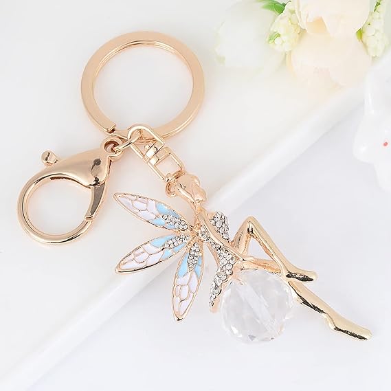 Cute Creative Rhinestone Wing Fairy Key Ring, Car Keychain for Women Backpack Charm, Key Holder Girl Bag Jewelry
