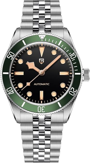 LACZ DENTON Pagani Design 1812 Mens Automatic Watches Stainless Steel Fashion Men Mechanical Wristwatch Sapphire Crystal Waterproof Watches for Men (Green)