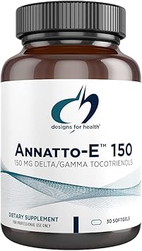 Designs for Health Annatto-E 150mg Tocotrienols - DeltaGold Vitamin E Complex Supplement with Delta + Gamma Tocotrienols - Cardiovascular, Healthy Aging + Antioxidant Support - Non-GMO (30 Softgels)