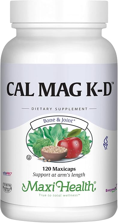 Maxi Health Vitamin D3 K2 with Calcium & Magnesium (120 Capsules) | Kosher | Calcium Magnesium with D3 & K2 | Bone, Teeth & Joint Support | Non-GMO | Doctor Formulated