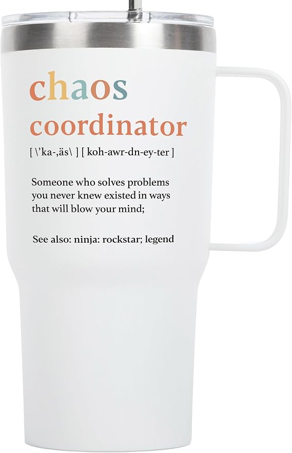 KLUBI Chaos Coordinator Tumbler Mug Gifts 20 Ounce Administrative Professional Day Gifts Teacher Appreciation Gifs for Women, Gift for Co Workers Best Boss for Women