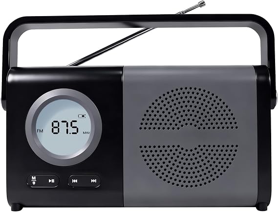 アップグレードされたデジタルポータブルAM FMラジオ ハンドル付き 充電式バッテリーラジオ Bluetoothラジオ デジタルLCDディスプレイ付きポータブルラジオ USB/TF再生 Bluetoothラジオ 自宅、キッチン、ママ、パパ用