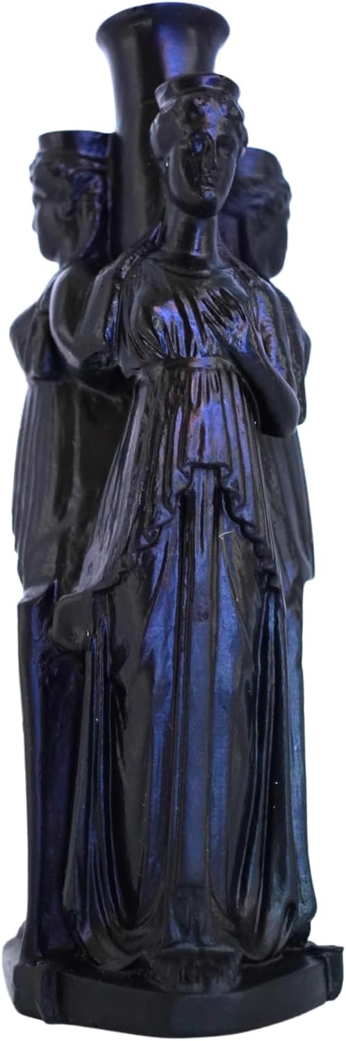 Hecate Statue Handcrafted Resin Greek Goddess Hecate Figure For Hecate Altar Mother of Witches Hekate Triple Moon Goddess (6.0" inch Black)