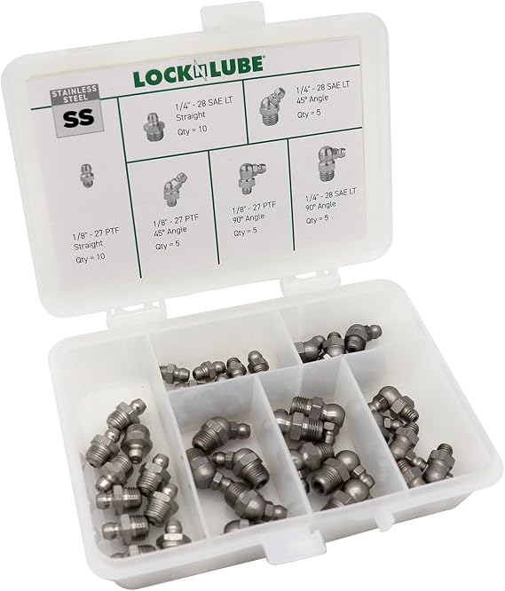 LockNLube LNL140 Stainless Steel SAE Grease Fittings Set