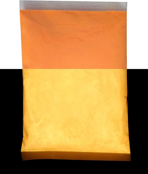 Glow in The Dark Neutral Invisible Strontium Aluminate Glow in The Dark Fluorescent Pigment Powder (Tangerine glows ORANGE/YELLOW, 8oz)