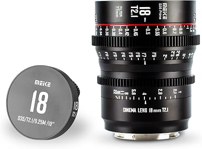Meike 18mm T2.1 Super 35 Prime Manual Focus Cinema Lens for EF-Mount Cine Camera Compatible with C200 C300 II, RED Komodo, BMPCC 6K, Z CAM E2-S6 BMPCC6K Pro