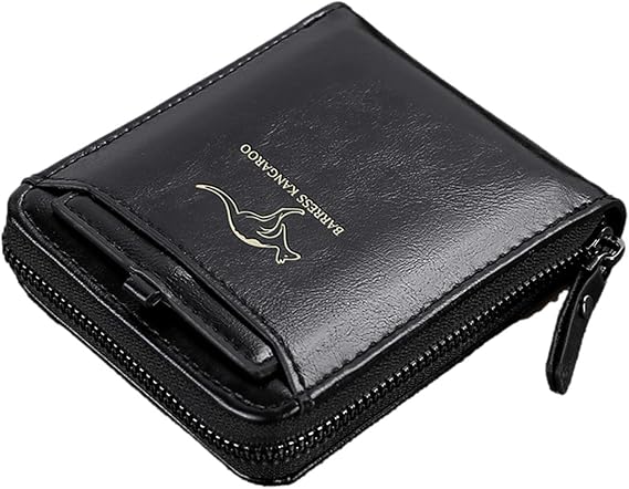 Men's RFID Blocking Wallets, Leather Purse for Men's ID Window and Coin Pocket, Retro Large Capacity Wallet Men's Wallet Zipper Wallet Business Wallet