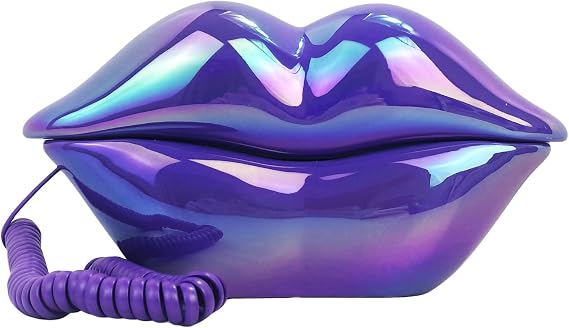 Corded Landline Phones for Home, Funny Novelty Lip Phone Gift, Wired Mouth Telephone Real Landline Home Office Telephones Furniture Decor (Purple)