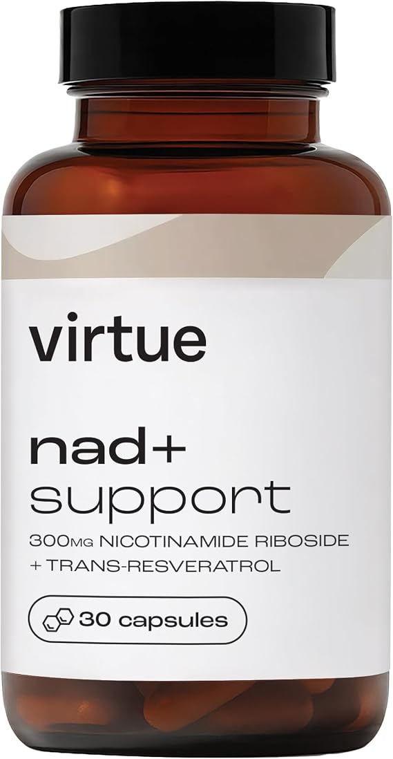 Virtue NAD+ | NAD Supplement for Healthy Aging & Cellular Energy | 300mg Nicotinamide Riboside (NR) + Trans-Resveratrol | 30 Vegan Capsules