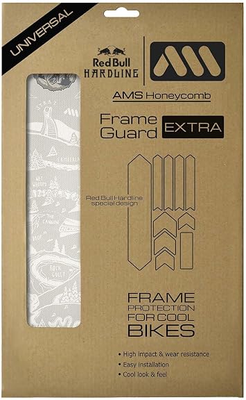All Mountain Style AMS High Impact Frame Guard Extra - Protects Your Bike from Scratches and dings, Red Bull Hard White