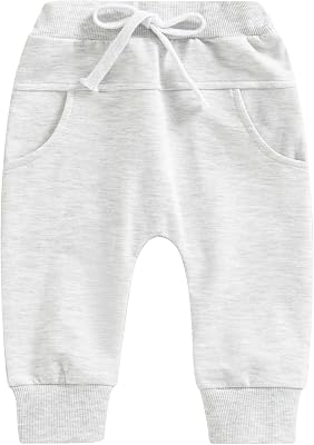 Mubineo Toddler Baby Boy Girl Infant Basic Plain Sweatpants Comfy Cotton Pants with Pockets