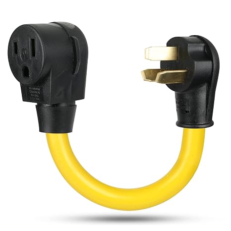 1.5FT NEMA 10-50P to 6-50R Welding Adapter Cord 50A 250V, 6AWG 3 Prong Male Plug to 3 Prong Female Receptacle Charger Power Cord Adapter