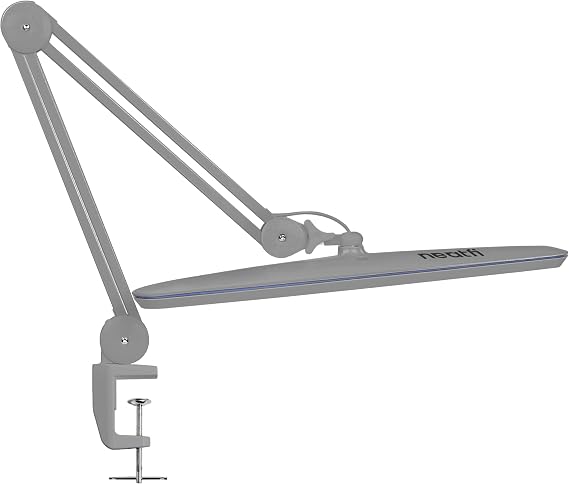 Neatfi XL 2200 Lumens LED Desk Lamp 23" 24W Adjustable Arm Dimmable Eye Care Nail Light Lamp for Home Office Study Non-CCT with Clamp, Silver