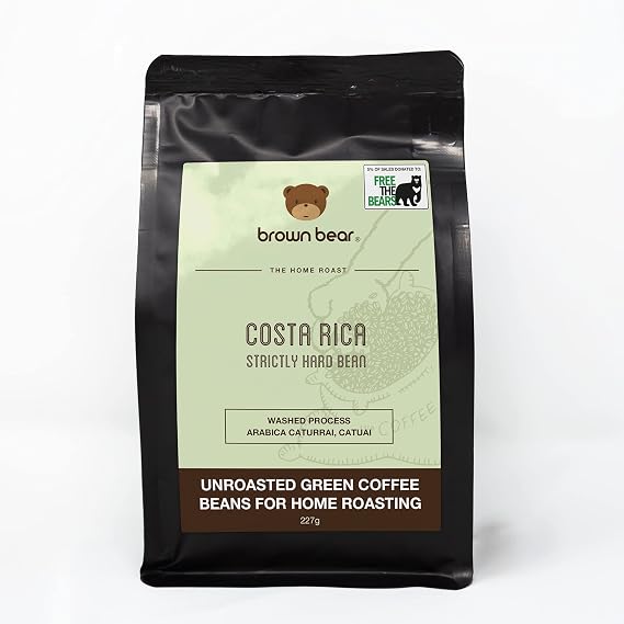 Green Coffee Beans 227g - Unroasted Raw Beans For Home Roasters Roasting - Costa Rica Strictly Hard Bean - Brown Bear - Washed Process - Arabica Caturrai Catuai
