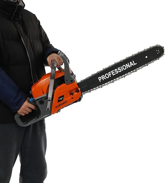 58CC 20-Inch Gas Chainsaw, 2-Stroke Gasoline Powered Chain Saw 3.22HP, 10,000 RPM Speed, Handheld Cordless Chainsaw for Tree Cutting, Wood, Logging, and Gardening