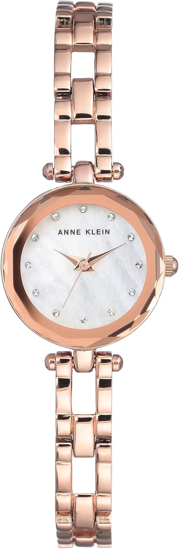 Anne Klein Women's Crystal Accented Rose Gold-Tone Open Bracelet Watch