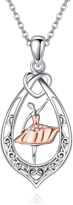 MONGAS Music Necklace Women Sterling Silver Violin/Saxophone/Ballerina Sister Necklace Sister Jewelry Gifts for Women