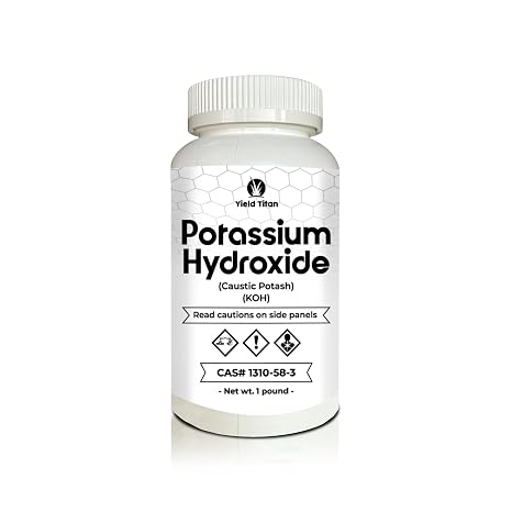 High Purity Potassium Hydroxide (Caustic Potash) KOH - Used in Cleaning Products, Pharmaceuticals (1 Bottle)