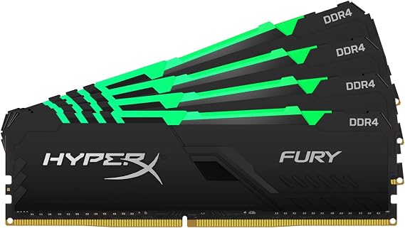 Kingston Technology Desktop PC Memory DDR4 2666MHz 32GBx4 HyperX FURY RGB CL16 HX426C16FB3AK4/128 RGB LED