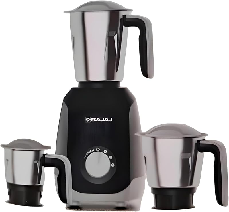 Bajaj Ninja Elegance Mixer Grinder, Indian Mixer Grinder 500 Watts|3 Stainless Steel Jars for Efficient Grinding and Mixing
