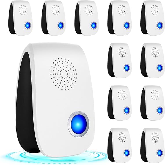 Upgraded Ultrasonic Repellent, Indoor Pest Repellent, Electronic Plug in Pest Control for Roach, Ant, Rodent, Mouse, Bugs, Mosquito, Spider Repellent for House, Garage, Warehouse (12 Packs)