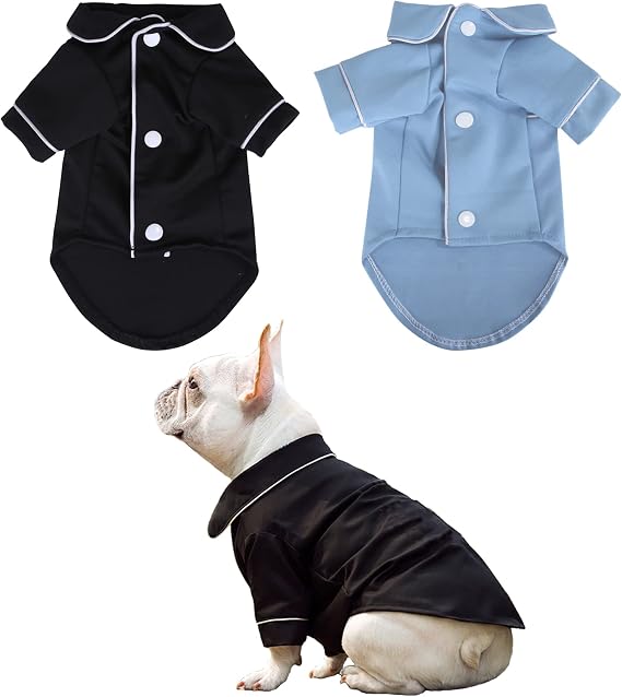 2 Pack Dog Pajamas for Small Dog Boy Girl Puppy Clothes Black Pink Shirt Cotton Loungewear Pjs Soft Breathable Male Female Pet Outfits Cat Clothing Dog Cat Apparel Dachshund Yorkie French Bulldog