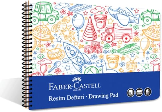 Faber-Castell Resim Defteri, 25x35 cm, 30 Yaprak, PP Kapak, Spiral Cilt, 120g Kağıt, Kolay Koparılabilir Sayfalar, Boyama Teknikleri Sayfası İçerir