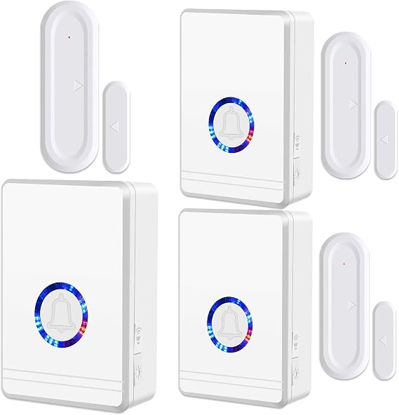 Wireless Motion Sensor Door Chime,NineLeaf Entry Alert Chime,Ring Alarm Contact Sensor,IP66 Waterproof,600ft Long Range,48 Chimes 5 Volume Level,Anti-theft,Easy installation,for Office/Home/Store,3PK
