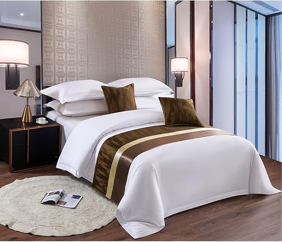 Bed Runner Scarf Protector Slipcover Bed Decorative for Hotel Guesthouse Home Resorts (Brown,2 Pillowcases(50x50cm))