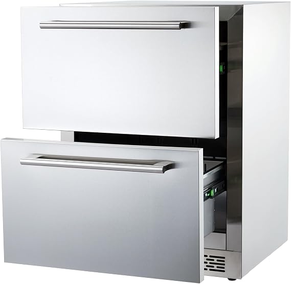 Garvee 24 in Undercounter Refrigerators with Weatherproof Full Stainless Steel Body, Built-in Beverage Refrigerator for Home and Commercial Use, Stainless Steel Door, Fast Cooling, Low Noise, 37-65 F