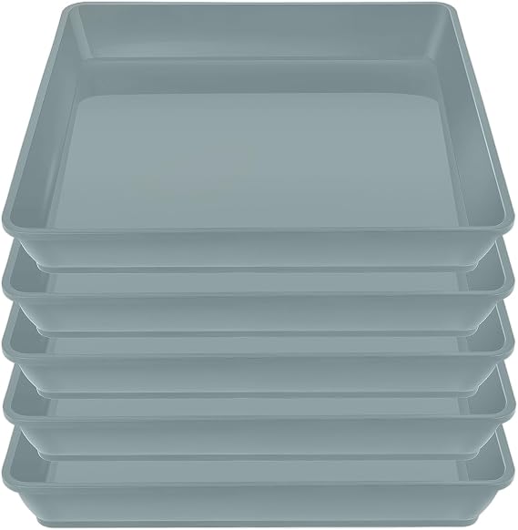 5Pack Square Plant Saucer Drip Tray 10 12 inch Flower Pot Saucers Plastic Plant Trays for Indoor Outdoor Plants,Catch Excess Water and Soil Grey 12Inch