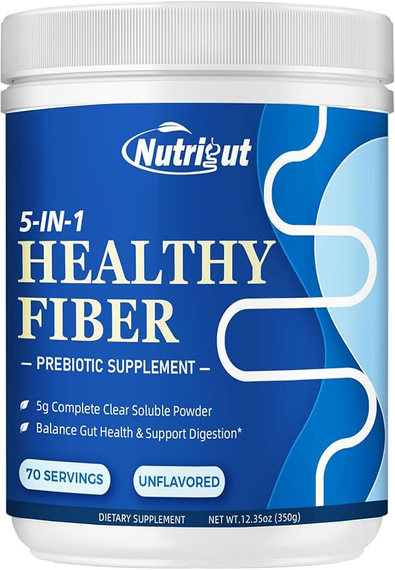 Fiber Powder Unflavored, 5g Soluble Fiber Supplement, 70 Servings | 5g Soluble Fiber with Acacia and Inulin for Daily Digestive Health and Regularity, Gluten Free, Sugar Free, Vegan