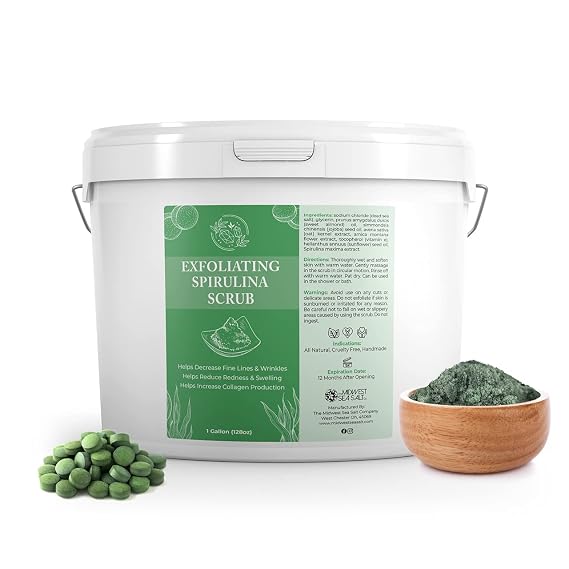 The Midwest Sea Salt Company - Exfoliating Spirulina Scrub - 128oz - Chamomile - Exfoliating Body Scrub