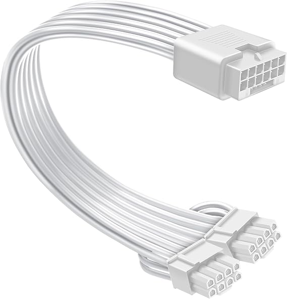 COMeap 12VHPWR Cable Extension, 16 Pin Female to Dual 8 Pin(6+2) Male PCIe Conversion GPU Power Cable for Power Supply with 12+4pin 12VHPWR Port 11.8in(30cm) White