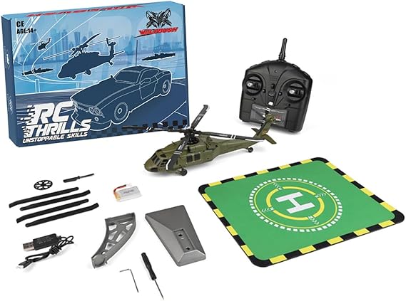 WL K170 UH-60L Black-Hawk Remote Control Helicopter, 2.4G 4CH 6-Axis Gyro Plane with Altitude Hold, One-Key Takeoff and Landing for Outdoor Flight, Gift for Adult Enthusiasts (RTF)