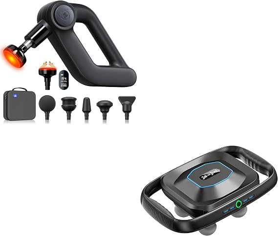 BOB AND BRAD D5 Pro Plus Massage Gun with Heat and A1 4-Head Massage Gun