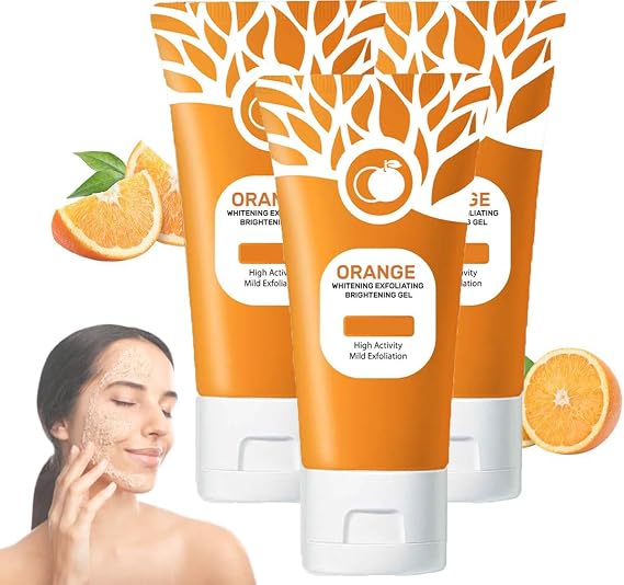 Generic Orange Enzymes Exfoliating Scrub Gel, 2024 Natural Orange Exfoliating Whitening Gel Scrub Face Body Brightening Skin, Deep Cleansing Moisturising Exfoliator For All Skin (3PCS)