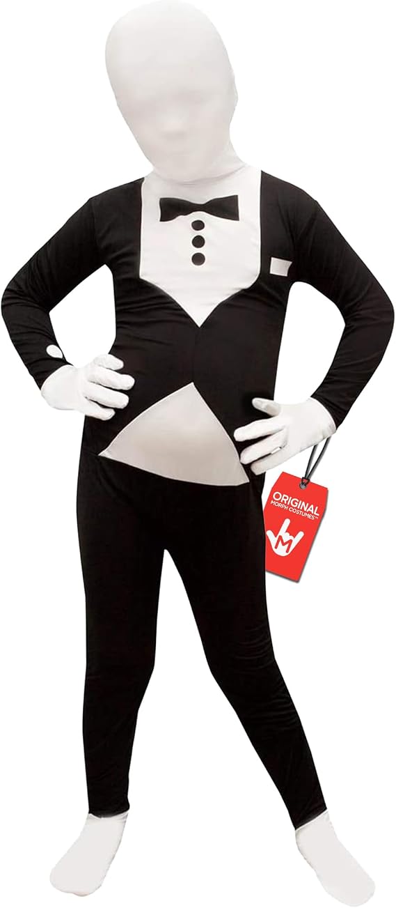 Morphsuits Tuxedo Kids Black Morph Suit, Boys Black Morph Suit, Kids Black Bodysuit Costume, Zentai Suit Scary Costumes Kids