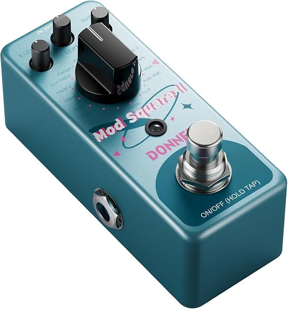 Donner Guitar Effector Modulation 16 Modes Chorus, Phaser, Tremolo, Flanger, Rotary, Vibrato, Wow, Low Definition True Bypass Mod Square II
