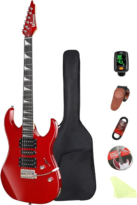 Electric guitar ST single shake adult beginner beginner rock professional performance electric guitar set-D150 (Red)